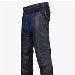 XL black leather chaps